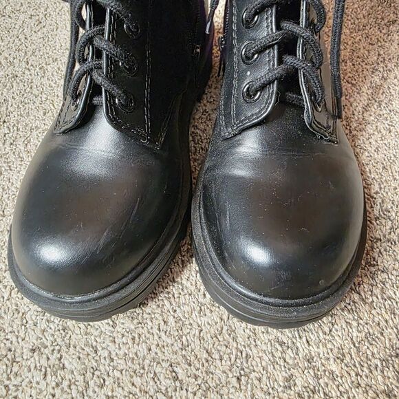 Unr8ted Black Boots Size 9 High Top Zipper Side Lace Up Moto Goth Dress Chunky - Picture 2 of 9